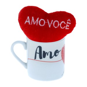 Mini Caneca Cerâmica Com Coração Pelúcia 10cm-841765