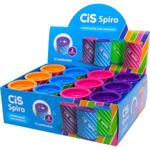 Apontador Com Deposito 2 Furos Cis Spiro Lata 4 Cores-111600-20994