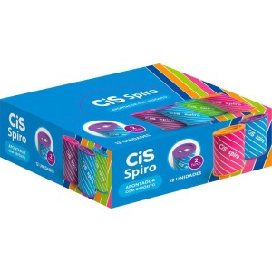 Apontador Com Deposito 2 Furos Cis Spiro Lata 4 Cores-111600-28191