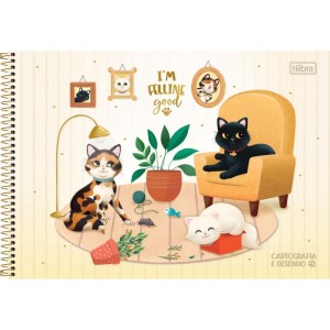 Caderno Desenho Univ Capa Dura Purrfect Cats 80fls.-109281-34554