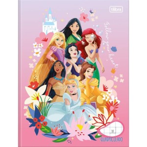 Caderno Quadriculado Univers. Princesas 40fls Brochura 1x1cm-109219-19210