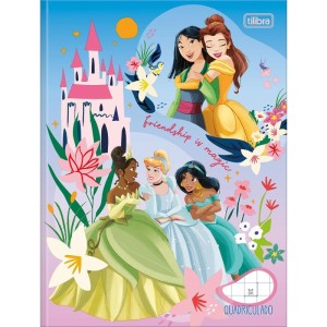 Caderno Quadriculado Univers. Princesas 40fls Brochura 1x1cm-109219-54724