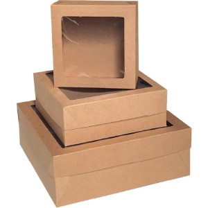 Caixa Para Presente Com Tampa Gd 28x28x10 Kraft Quad.c/visor-111475-14956