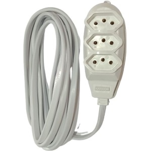 Extensao Eletrica Tripolar 2m 3 Tomadas Branca-110737-22792