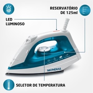 Ferro De Passar A Vapor 127v Bco/azul-109407-44024