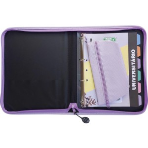 Fichario Com Ziper Sweet Lilas C/estojo+div 96fls-110605-37620