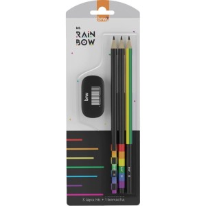 Kit Escolar Rainbow 3lapis Estamp. Hb+1bor-110001-77715