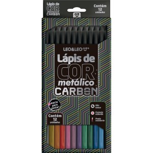 Lapis De Cor Redondo Carbon Line 12cores Metalicas-110069-70930