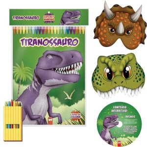 Livro Infantil Colorir Super Kit Dinossauros C/ Giz-066821-57619