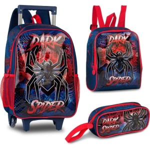 Mochila Infantil Com Rodinha Dark Spider G Est+lancheira-108833-15906