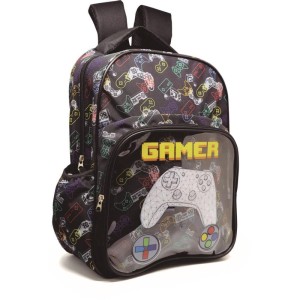 Mochila Infantil Gamer C/bolso Frontal Md Preta-109316-35840