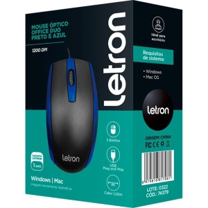 Mouse Optico Usb Letron 1000dpi Duo Pt/az-110029-11904