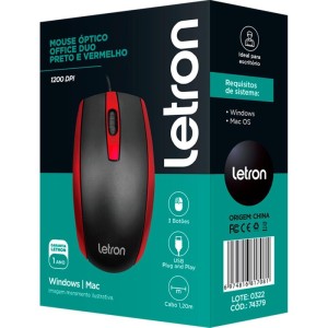 Mouse Optico Usb Letron 1000dpi Duo Pt/vm-110028-51174