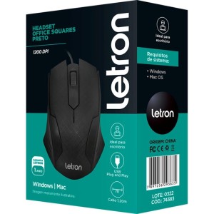 Mouse Optico Usb Letron 1200dpi Squares Pt-110030-51296