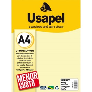 Papel Sulfite A4 Colorido Offset 180g 60k Amarelo 50fls-090242-58009