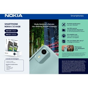 Smartphone Nokia C12 2+64gb Cinza-111257-78693
