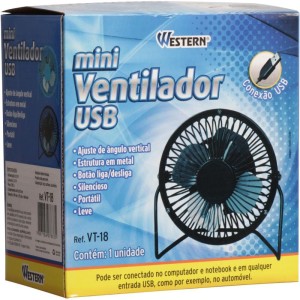 Ventilador Usb Portatil Silencioso Preto/azul-111150-29957