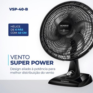 Ventilador Mesa Super Power 220v 40cm Pto-109388-74483