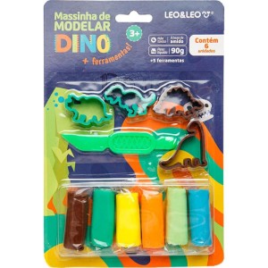 Massa Para Modelar Criativa Dino 6cores + 5 Pecas-110302-61776