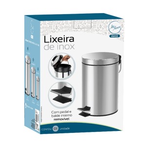 Lixeira Inox 2,7lts Com Balde Plastico-832366-74095