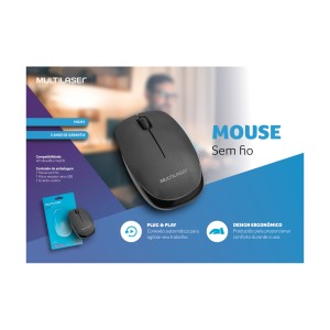 Mouse Sem Fio Ms200 Usb 1200dpi 3bot Ergonomico Pt-MO251-20811