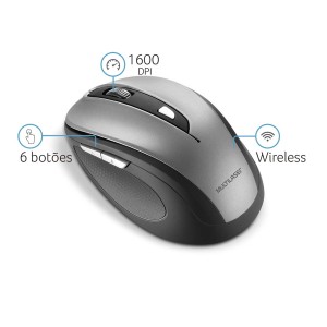 Mouse Sem Fio Comfort Conexão Usb 1600dpi 6 Botões-MO238-89908