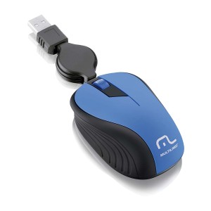 Mouse Com Fio Wave Conexão Usb 1200dpi 3 Botões Retrátil Azul-MO235