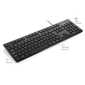 Teclado Com Fio Soft Tecla Macia Teclas Chocolate Preto-TC142-21000