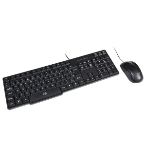 Kit Combo Teclado E Mouse Com Fio Cf100 Design Slim Conexão Ps2 1200dpi Preto-TC303