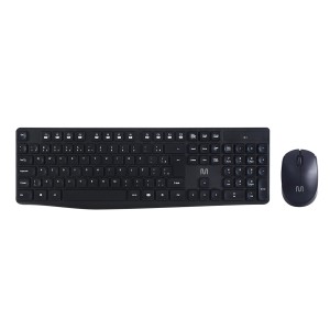 Kit Combo Teclado E Mouse Sem Fio Design Concavo Preto-TC244