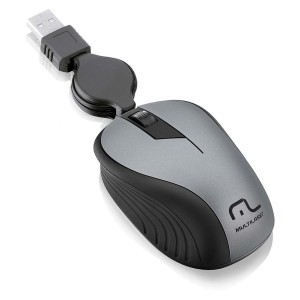 Mouse Com Fio Wave Conexãoemborrachado Cinza-MO232