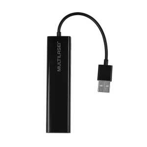 Hub Usb 2.0 3 Portas Com Rj45 10/100 Preto-AC304-18583