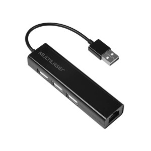 Hub Usb 2.0 3 Portas Com Rj45 10/100 Preto-AC304-56705