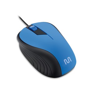 Mouse Com Fio Wave Conexão Usb 3 Botões Textura Emborrachada Azul-MO226