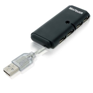 Hub Usb 2.0 4 Portas Com Cabo Retrátil Preto-AC064