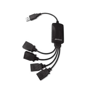 Hub Usb 2.0 4 Portas Com Cabos Flexíveis Preto-AC042