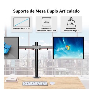 Suporte De Mesa Duplo Articulado Para Monitores De 10" A 27"-AC367-22510