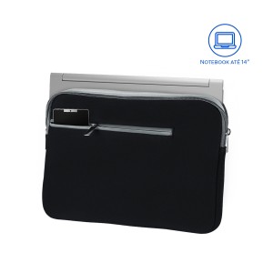 Case Neoprene Para Notebook Ate 14" Preto E Cinza-BO207-30022