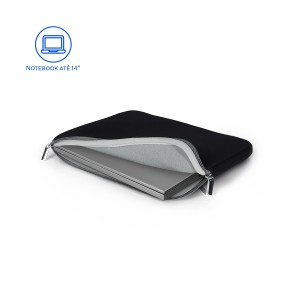 Case Neoprene Para Notebook Ate 14" Preto E Cinza-BO207-38230