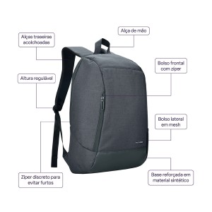 Mochila Multilaser Safe Para Notebook Ate 15.6" Preta-BO426-41579