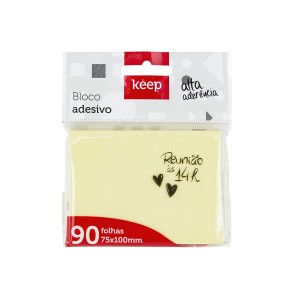 Bloco Adesivo 75x100mm Amarelo 90 Folhas-EI033-97379