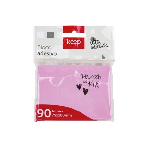 Bloco Adesivo 75x100mm Rosa 90 Folhas-EI036-11857