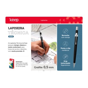 Lapiseira Tecnica 0.5mm Preta Caixa Com 12 Unidades-EI106-20143