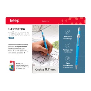 Lapiseira Tecnica 0.7mm Azul Caixa Com 12 Unidades-EI107-32196