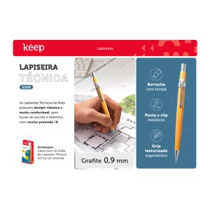 Lapiseira Tecnica 0.9mm Amarela Caixa Com 12 Unidades-EI108-19463