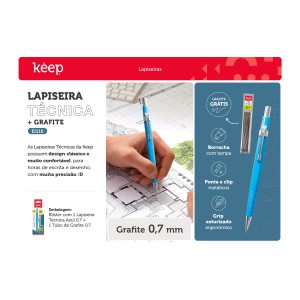 Lapiseira Técnica 0.7mm Azul + 1 Tubo De Grafite 1 Unidade-EI110-12205