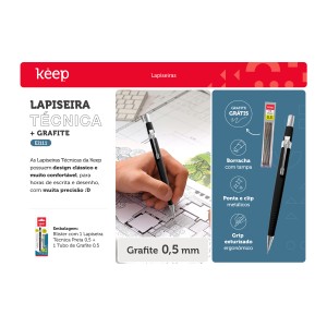 Lapiseira Técnica 0.5mm Preta + 1 Tubo De Grafite 1 Unidade-EI111-71124