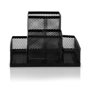 Organizador De Mesa Aramado 4 Compartimentos Preto-EI138-23574