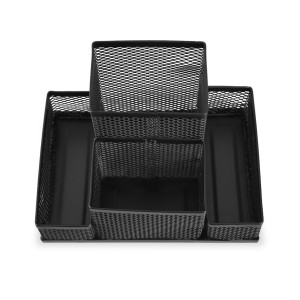 Organizador De Mesa Aramado 4 Compartimentos Preto-EI138-84199