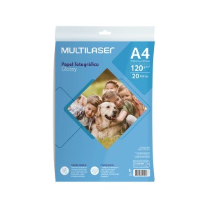 Papel Fotográfico Glossy A4 120g 20 Folhas-PE034